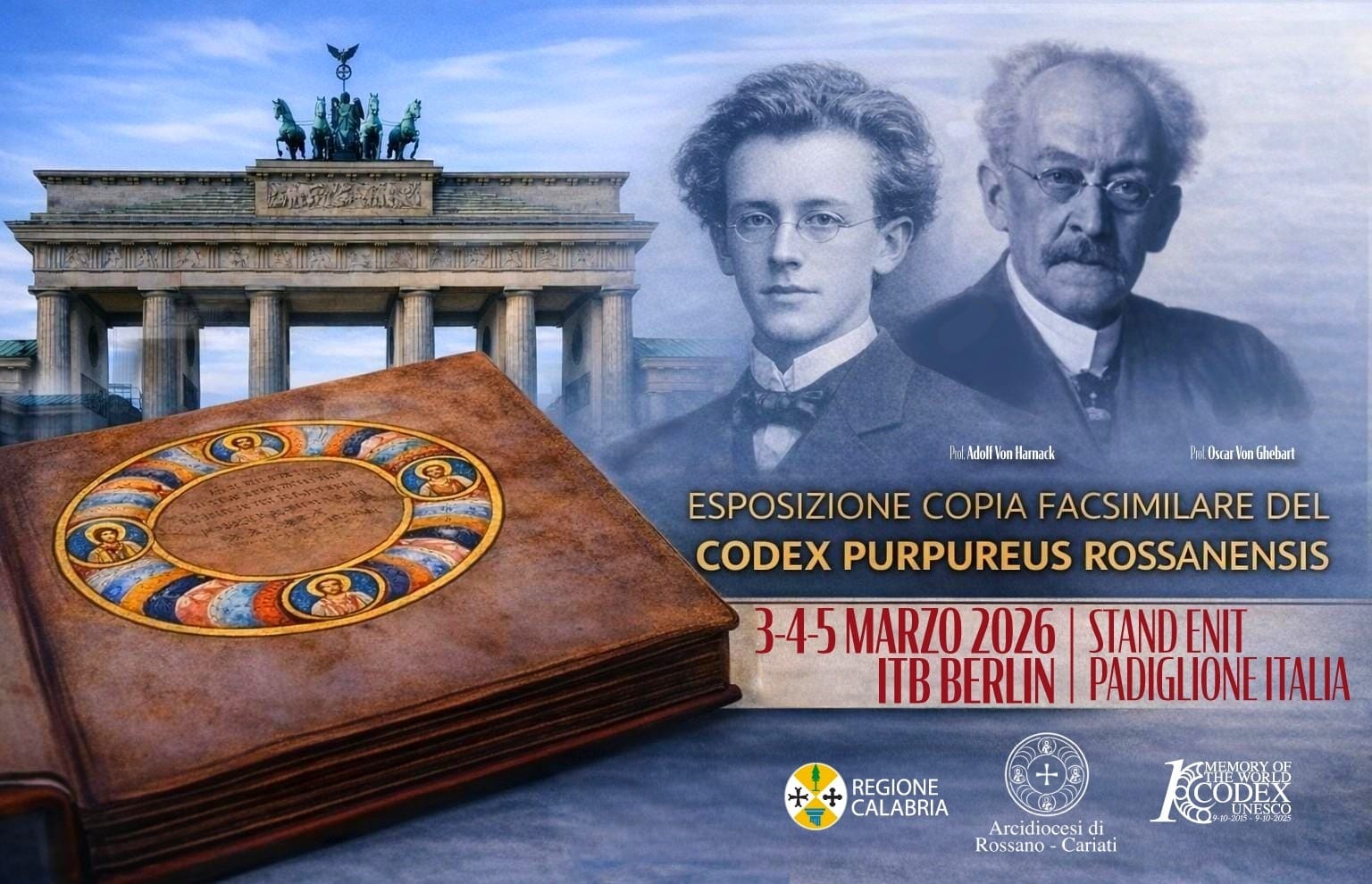 Esposizione della copia facsimilare del Codex Purpureus Rossanensis alla Fiera Internazionale del Turismo di Berlino